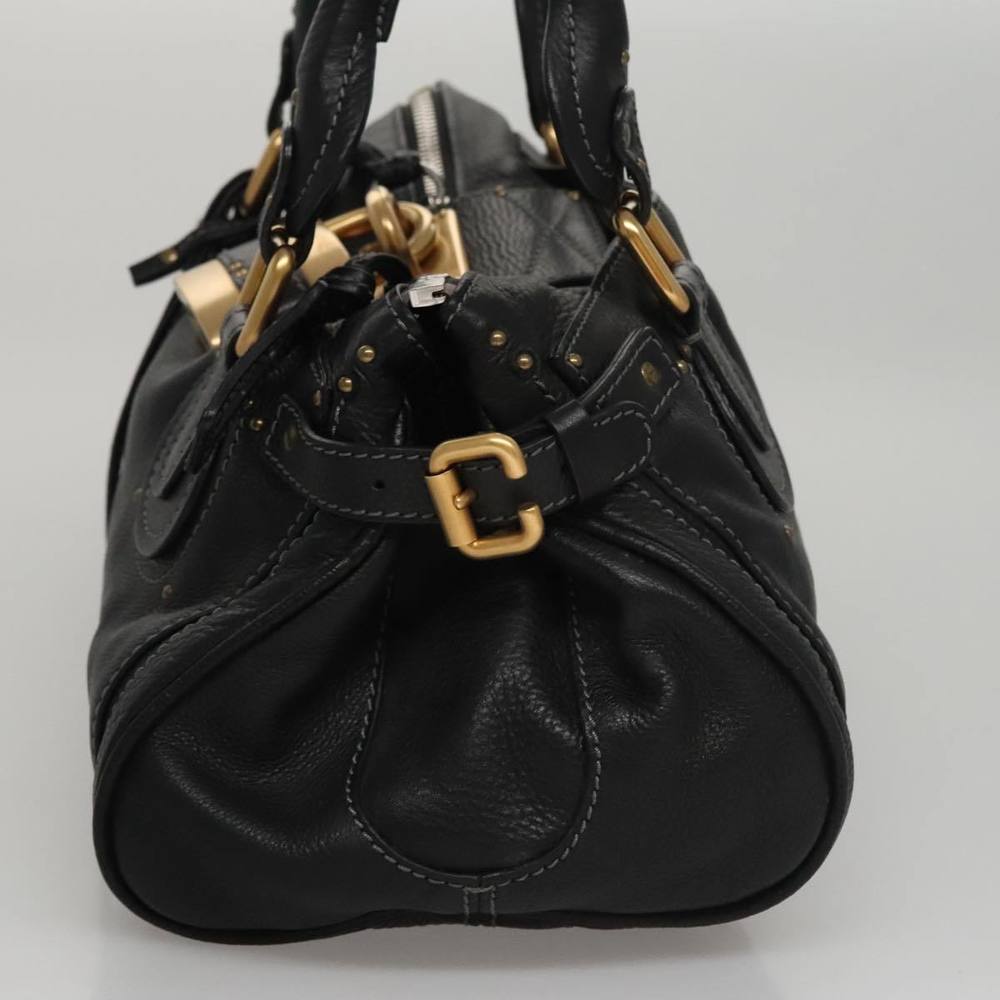 Chloe Paddington Hand Bag Leather Black Silver Auth bs21100 - Picture 3 of 16